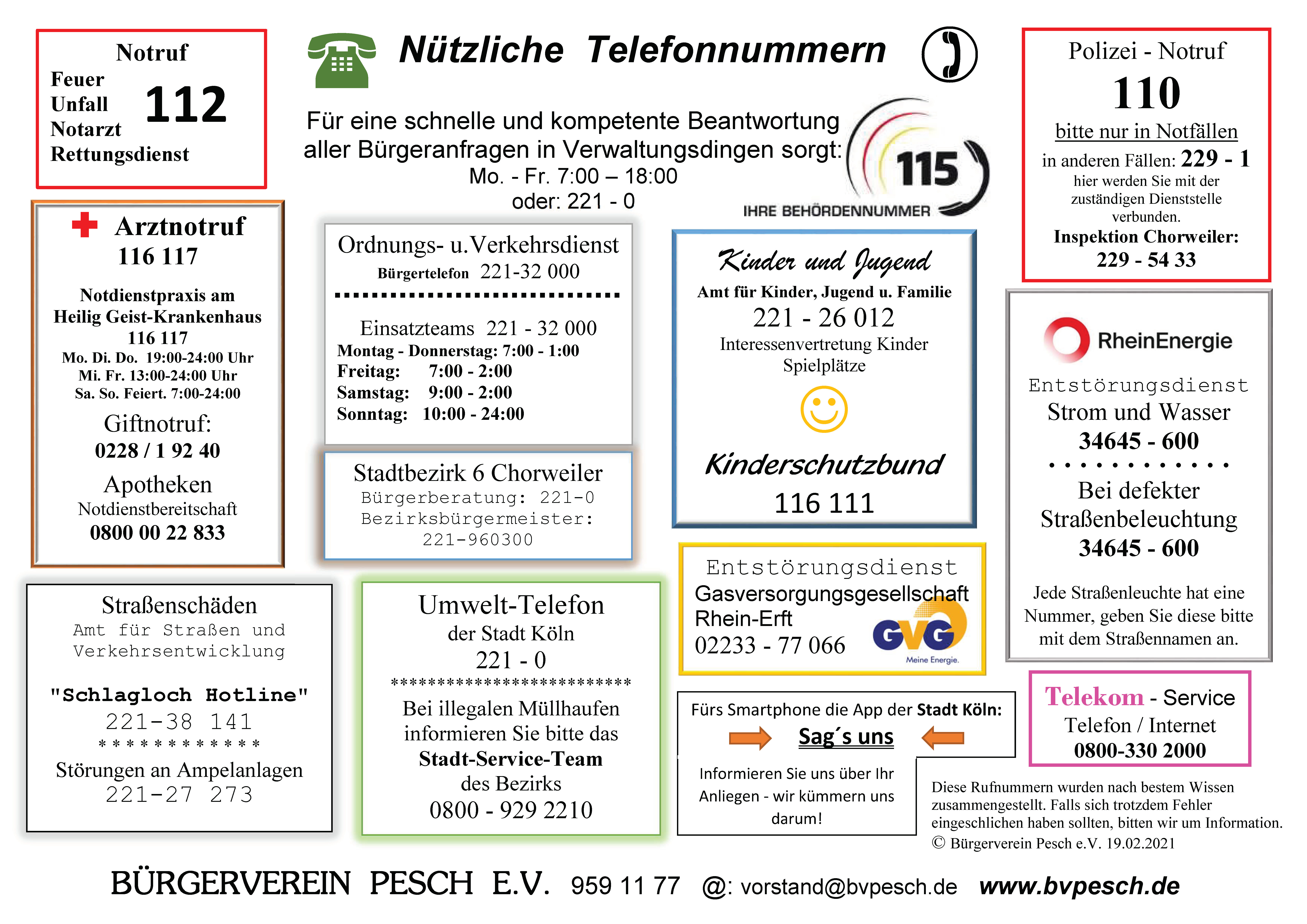 Nützliche Telefonnummern